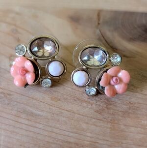 Peach Floral Earrings